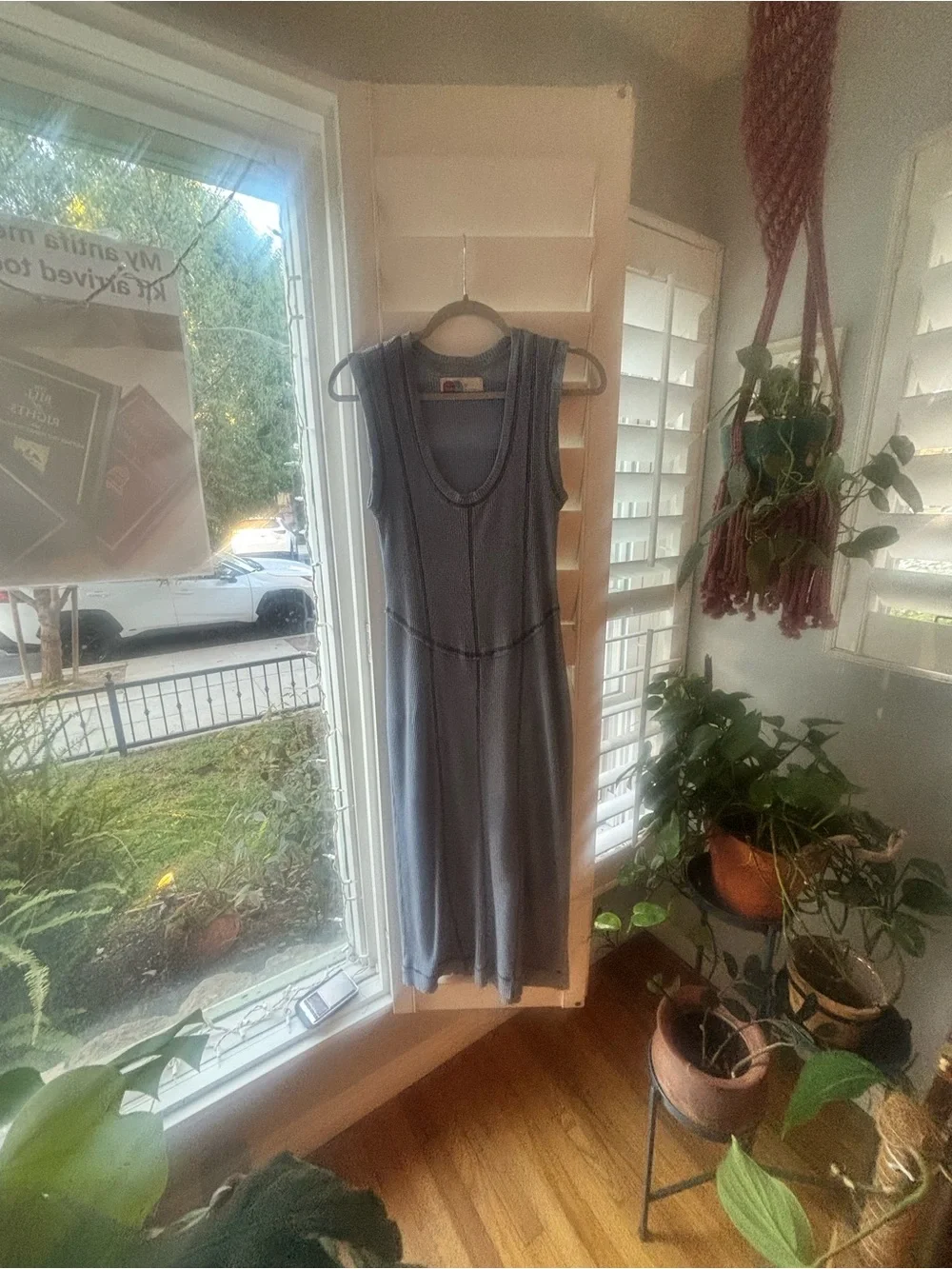 Free People Sleeveless Midi Dress in Slate Blue
